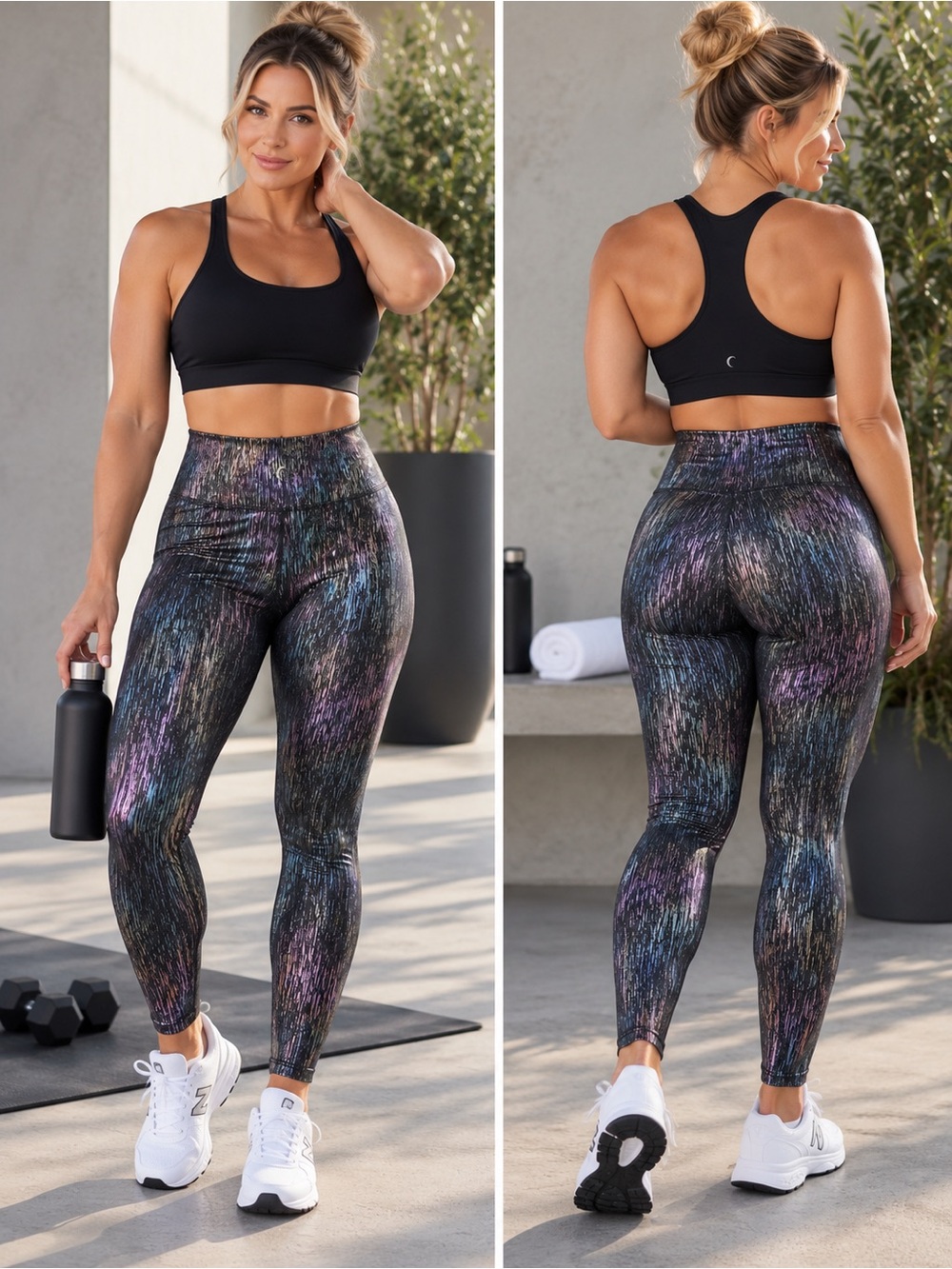 ⚡ ZYIA Light n Tight Vertical Mirage Iridescent Leggings 8-10